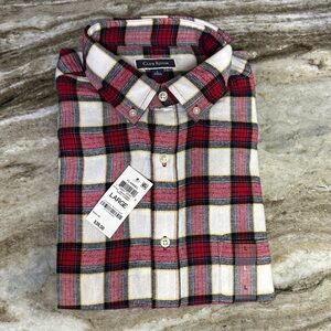 Club Room Men's Red and White Plaid Button Down Shirt
